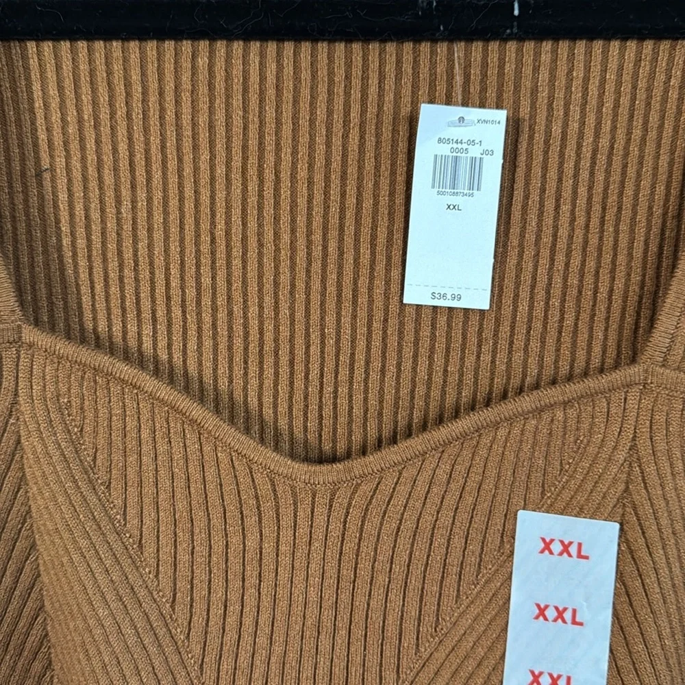 NWT‼️Old Navy long sleeve ribbed brown sweetheart neckline XXL - Picture 6 of 6